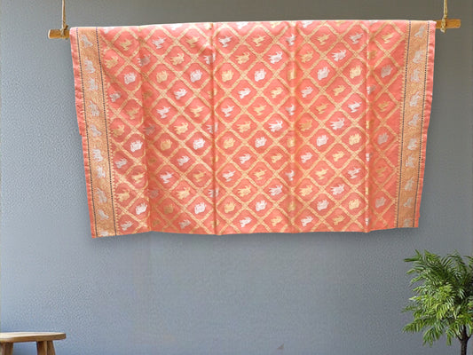 L8P02: Peach Pink Kadhua Banarasi saree