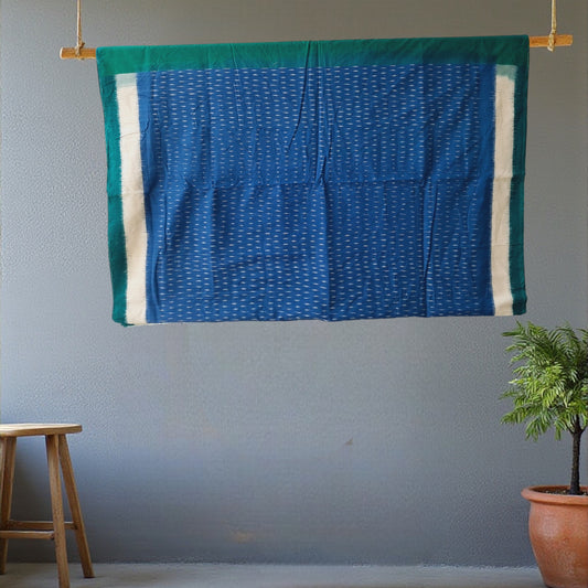 L9P03: Blue White Sea Green Saree