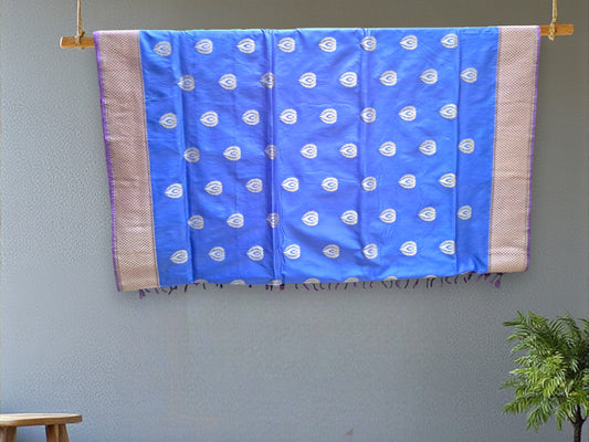 L8P07: Ocean Blue Kadhua Banarasi saree