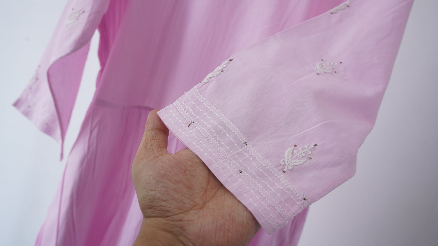 L7-P19: Light Lavender Cotton A-Line Kurta (M)