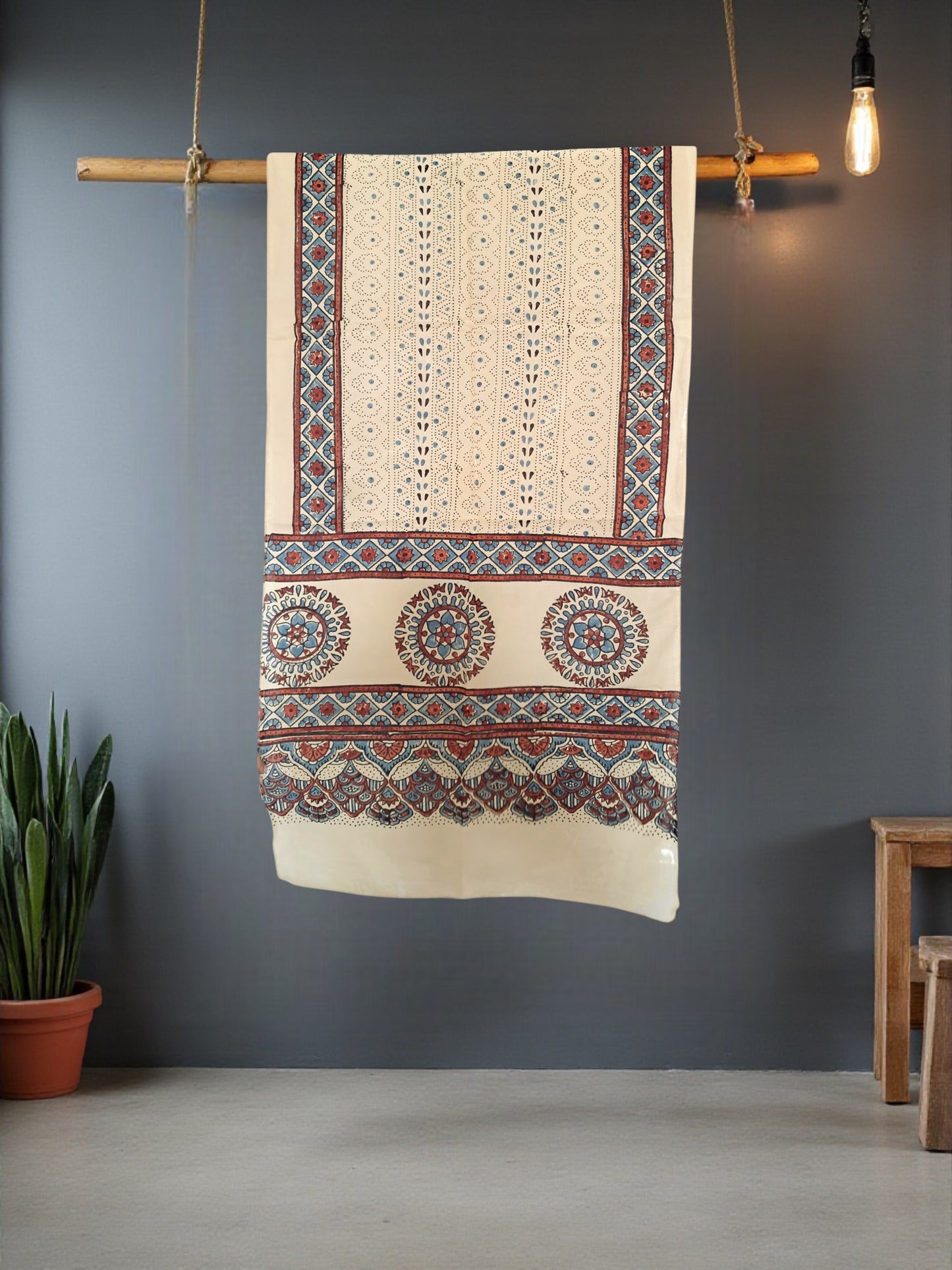 L4-P16: Cream Color Cotton Stole