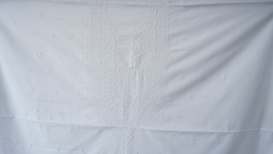 L7-P24: White Cotton Chikankari Dress Material