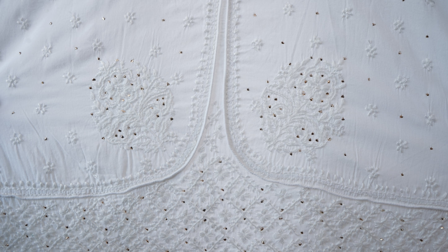 L7-P28: White Cotton Angrakha Kurta (L)