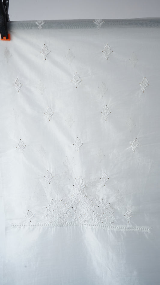 L7-P29: White Organza Running Kurta Material