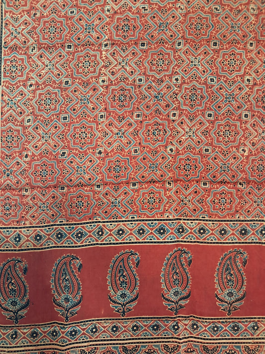 L4-P07: Red Geometrical Viscous Dupatta (Modal Silk)