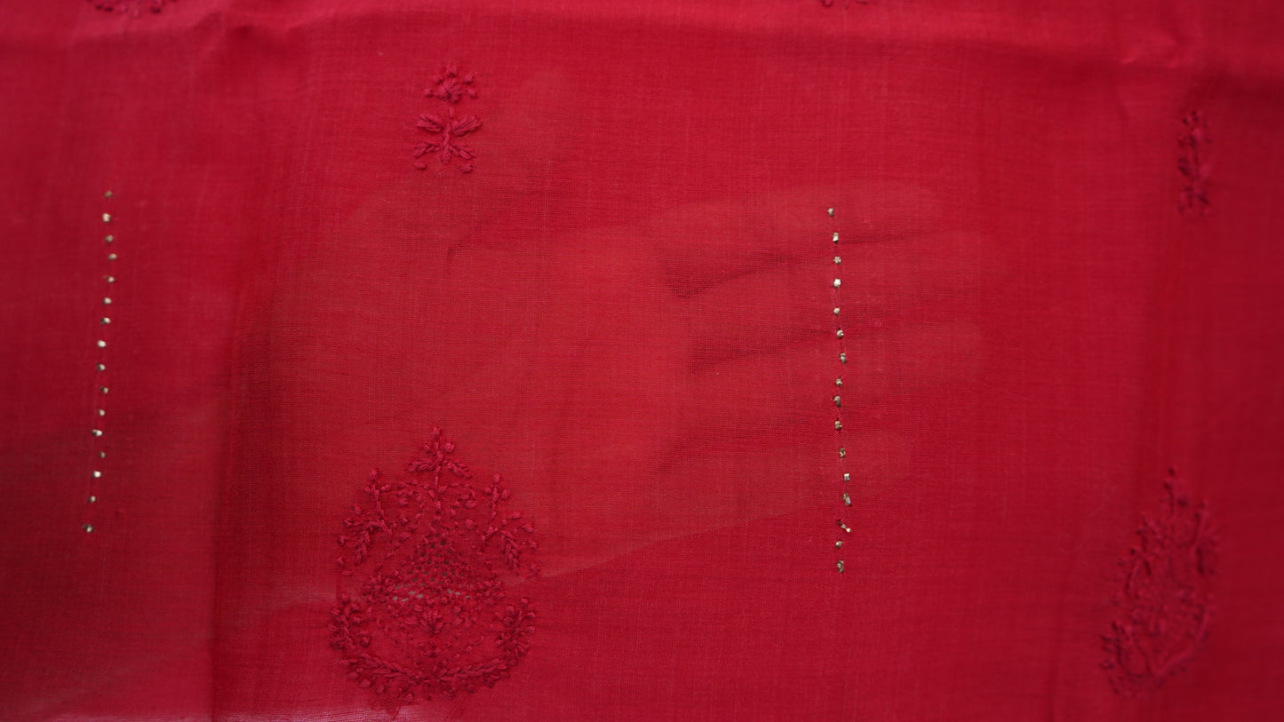 L7-P05: Deep Red Cotton Silk Dupatta