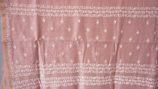 L7-P08: Beige Pink Cotton Silk Saree