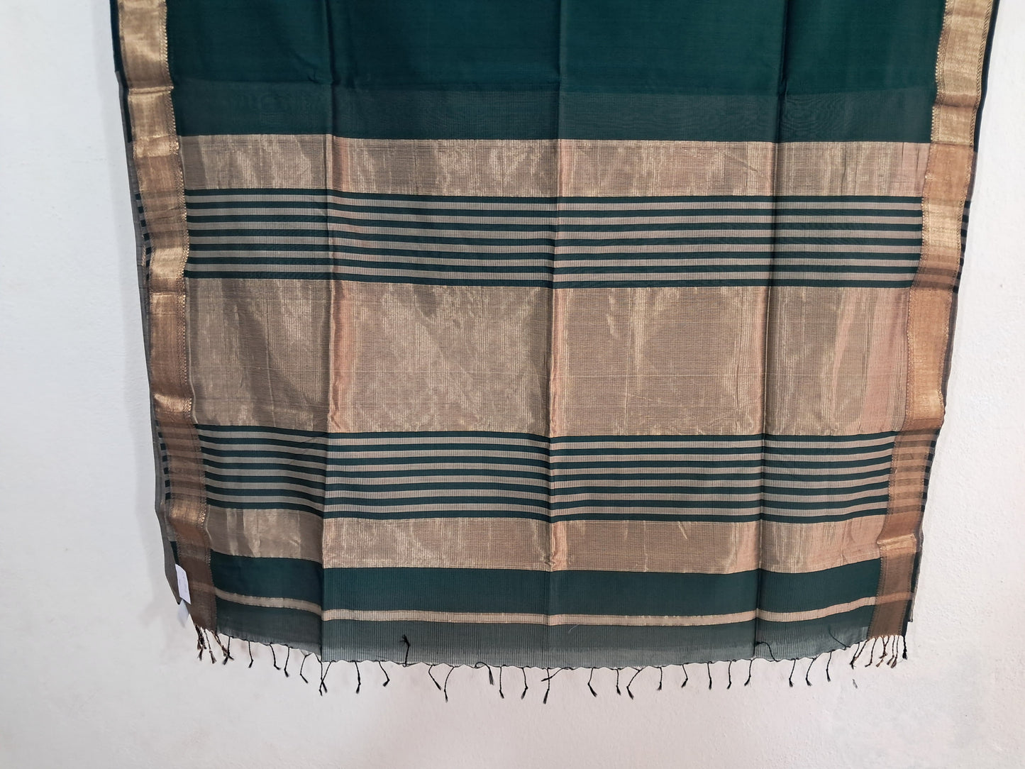 P12 - Bottle Green Maheshwari Cotton Silk Saree