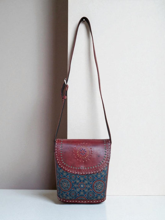 L5-P24: Ajrakh Leather Bag