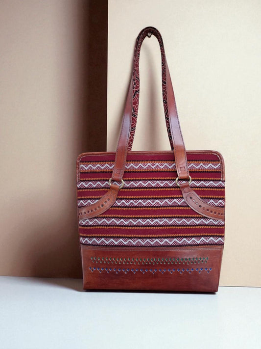 L5-P20: Hand Weaved Fabric and Leather Bag