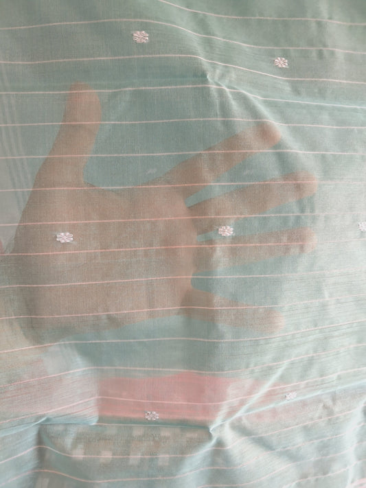 L6-P12: Aqua Blue Cotton Silk Saree