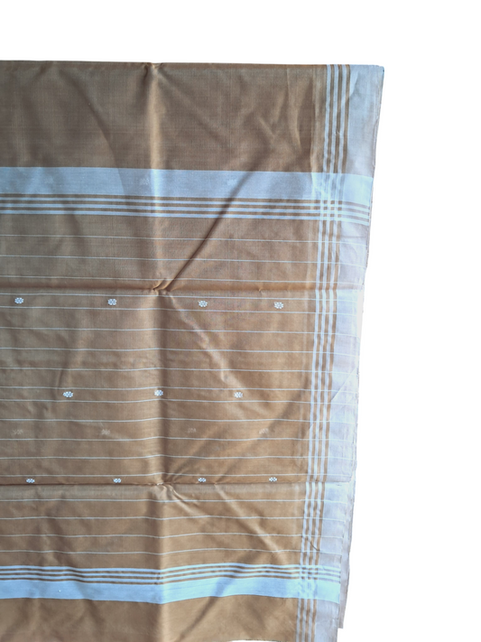 L6-P10: Sand Brown Cotton Silk Saree