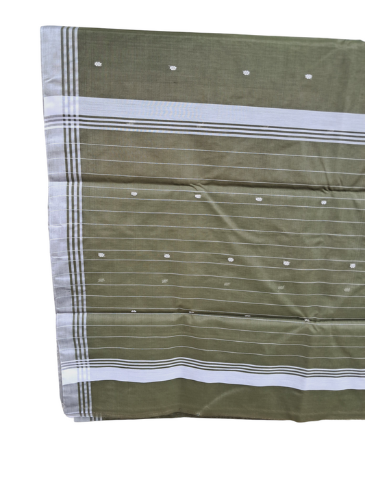 L6-P6: Dark Mehndi Cotton Silk Saree