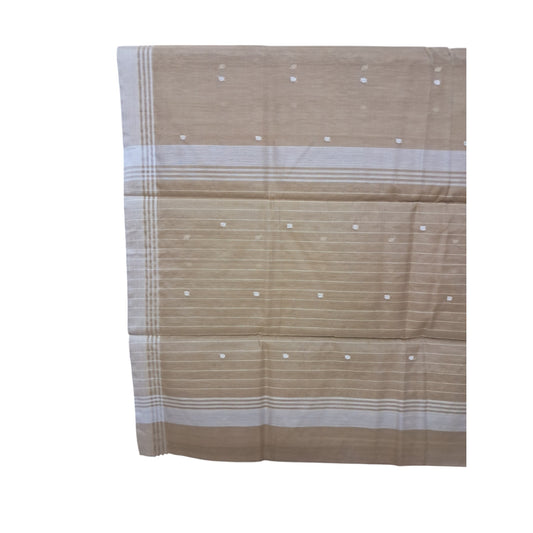 L6-P17: Pastel Brown Cotton Silk Saree