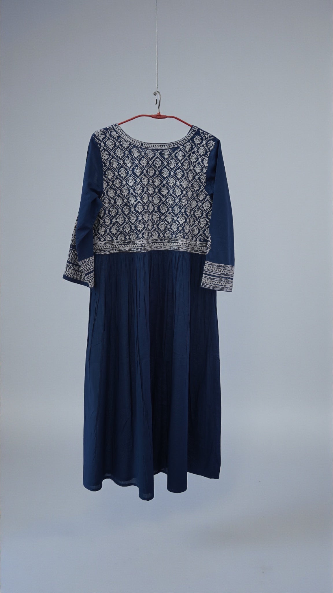 L7-P11: Navy Blue Cotton Chikankari Kurta (XL)