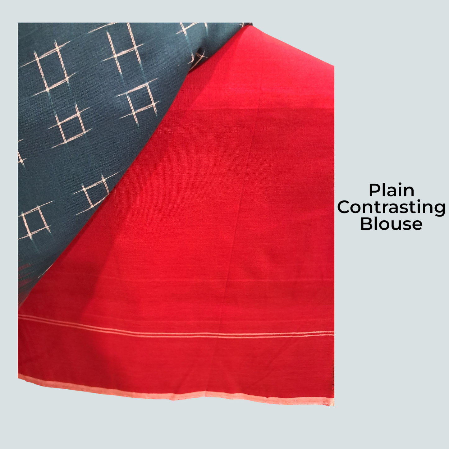 L9P02: Peacock Blue and Red Border Saree