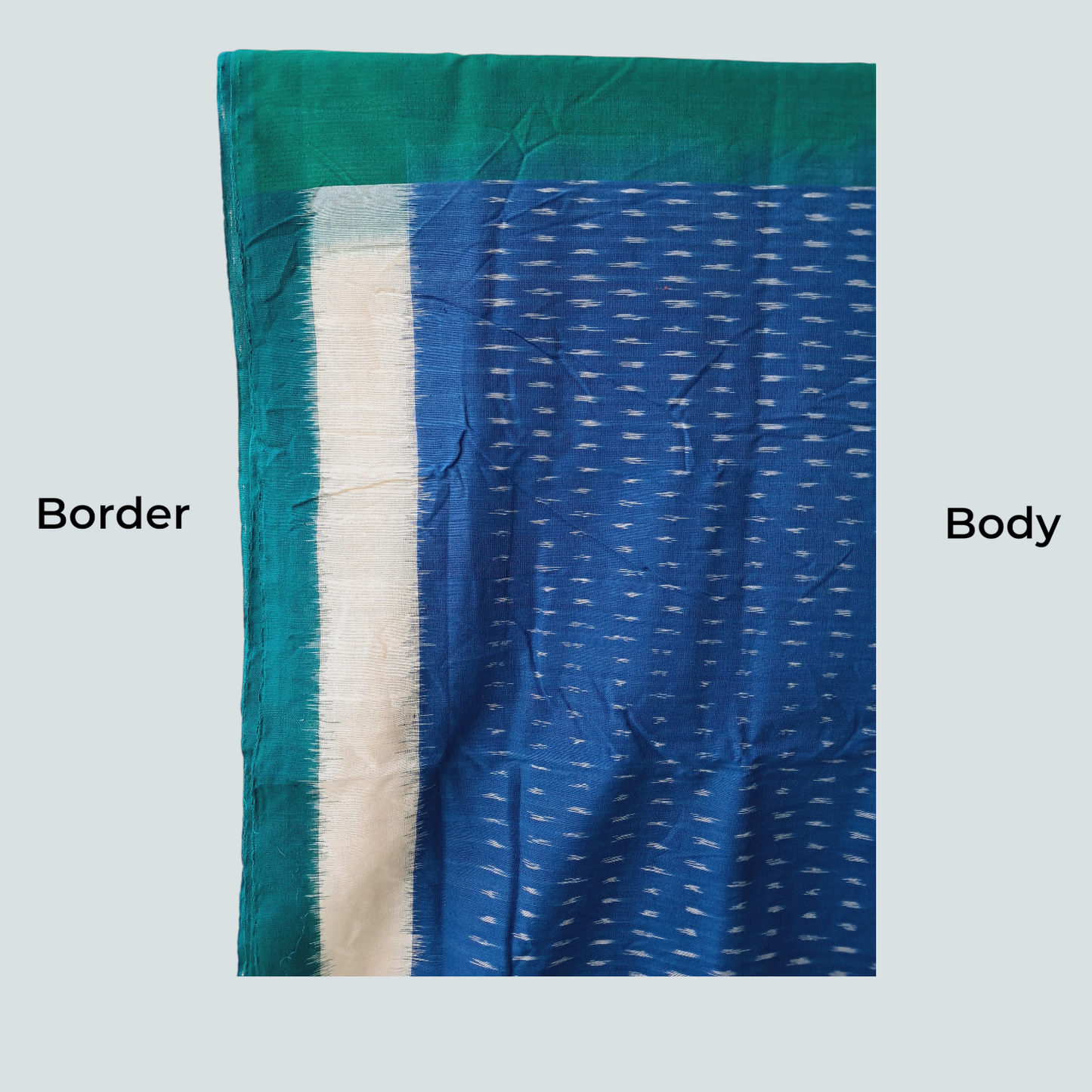 L9P03: Blue White Sea Green Saree