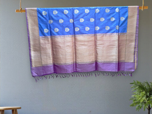 L8P07: Ocean Blue Kadhua Banarasi saree