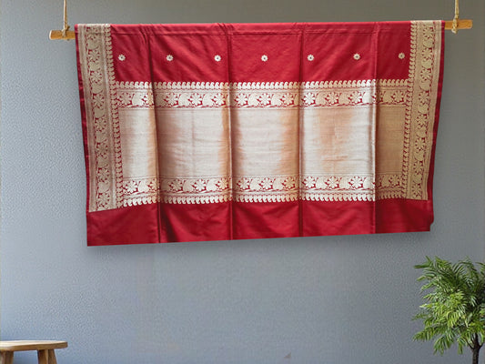 L8P08: Maroon Red Kadhua Banarasi saree