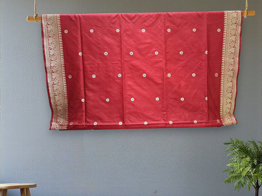 L8P08: Maroon Red Kadhua Banarasi saree