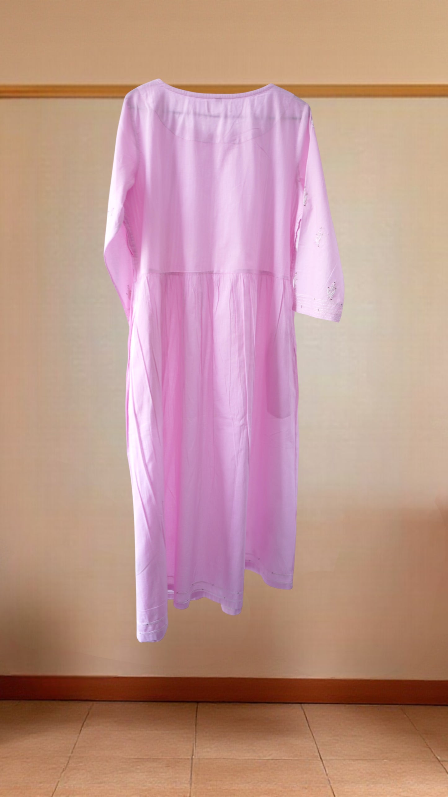 L7-P19: Light Lavender Cotton A-Line Kurta (M)