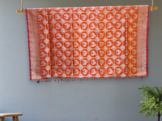 L8P11: Orange Kadhua Banarasi saree
