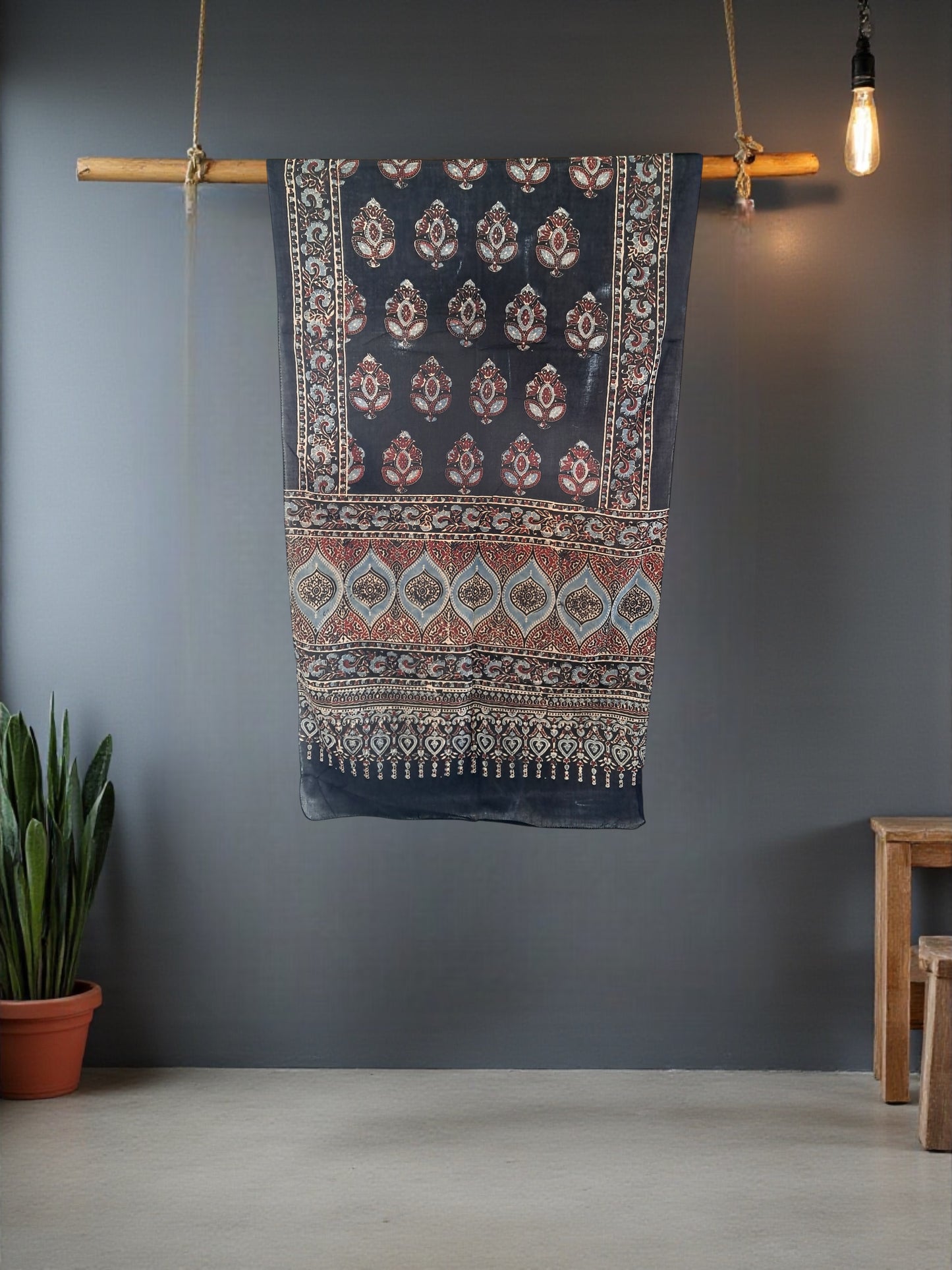 L4-P11: Black Booti Cotton Stole