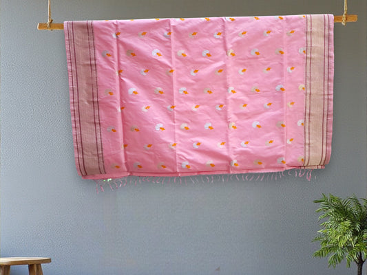 L8P14: Light Neon Pink Kadhua Banarasi saree