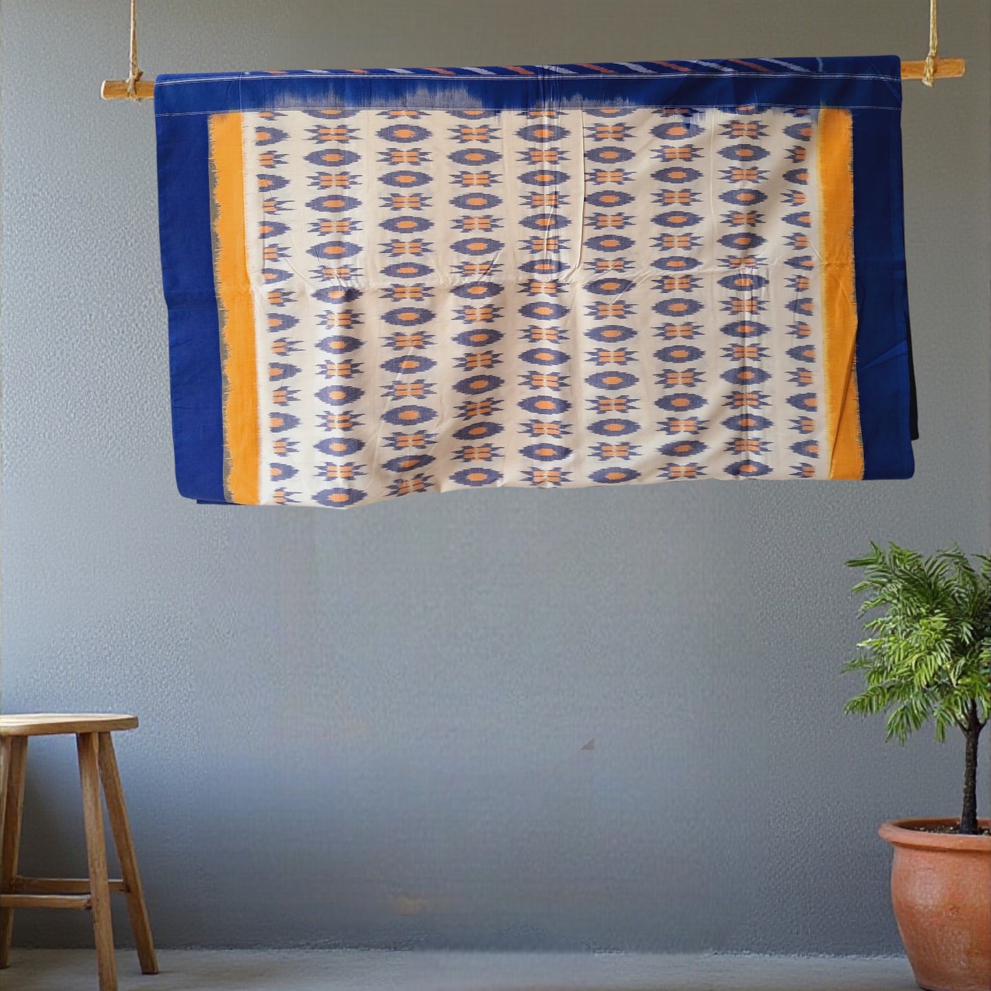 L9P14: White and Blue Saree