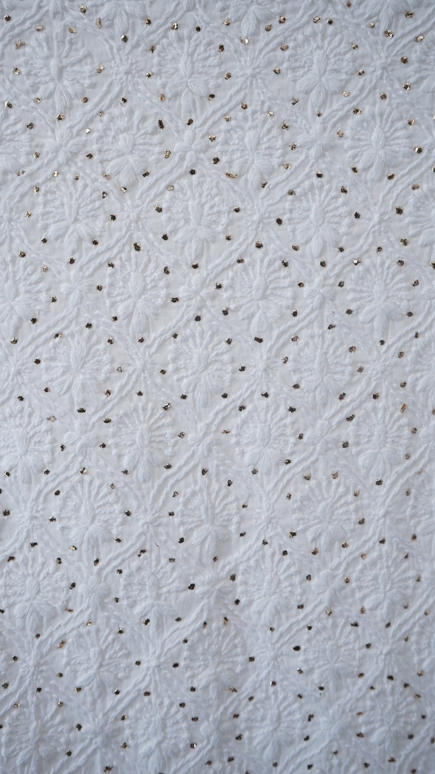 L7-P25: White Cotton Chikankari Gathered Dress (L)