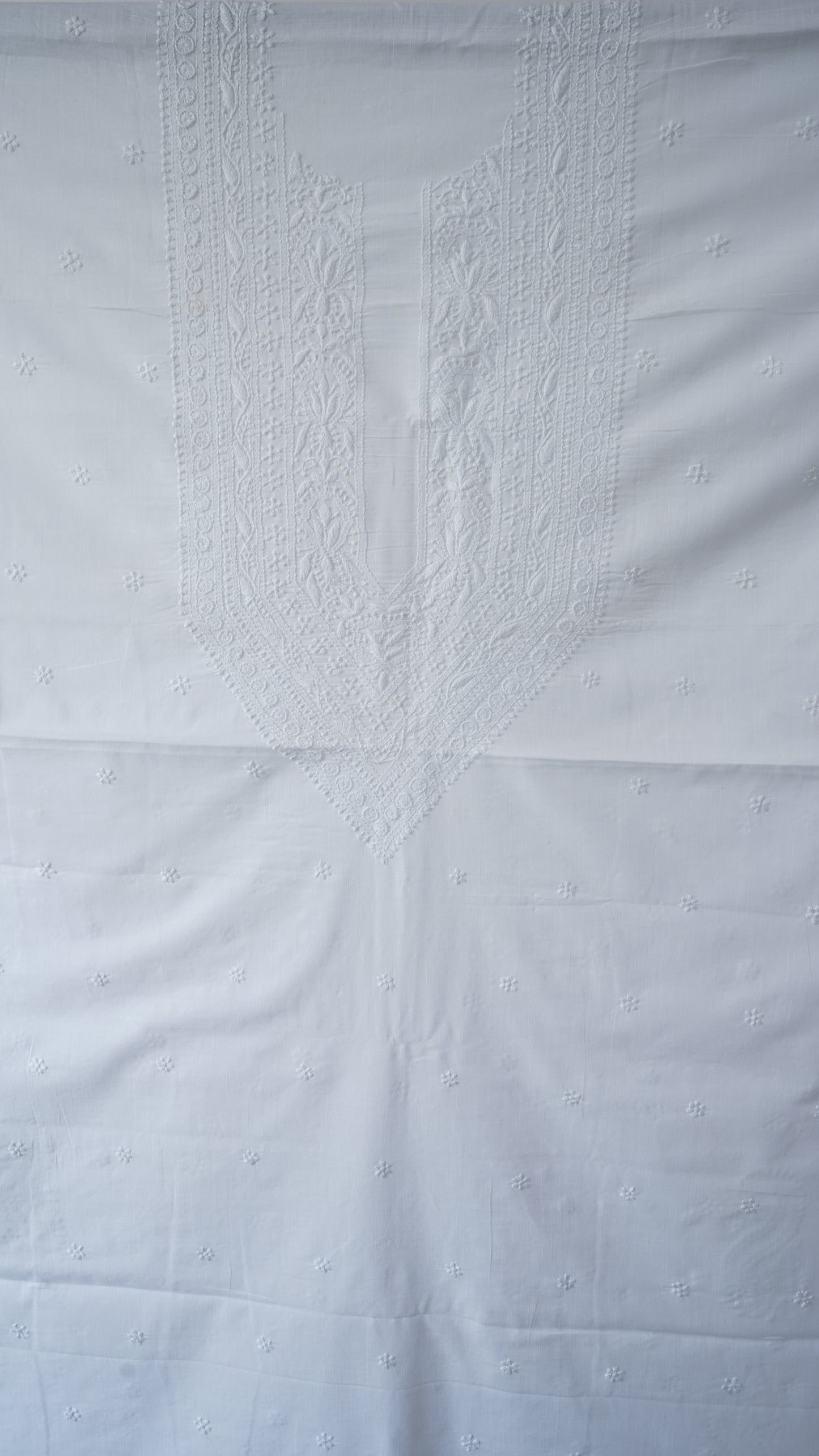 L7-P24: White Cotton Chikankari Dress Material