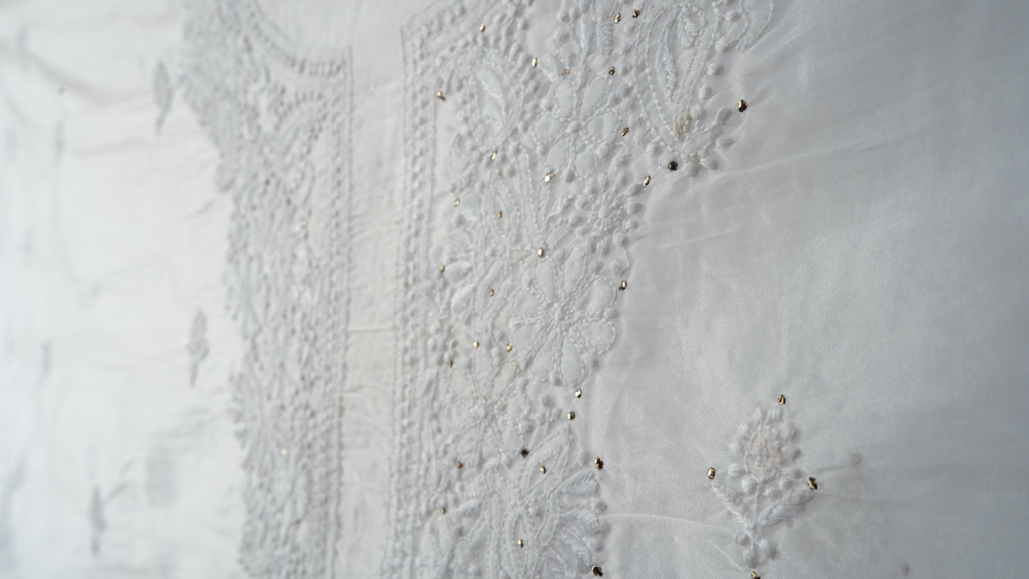 L7-P29: White Organza Running Kurta Material