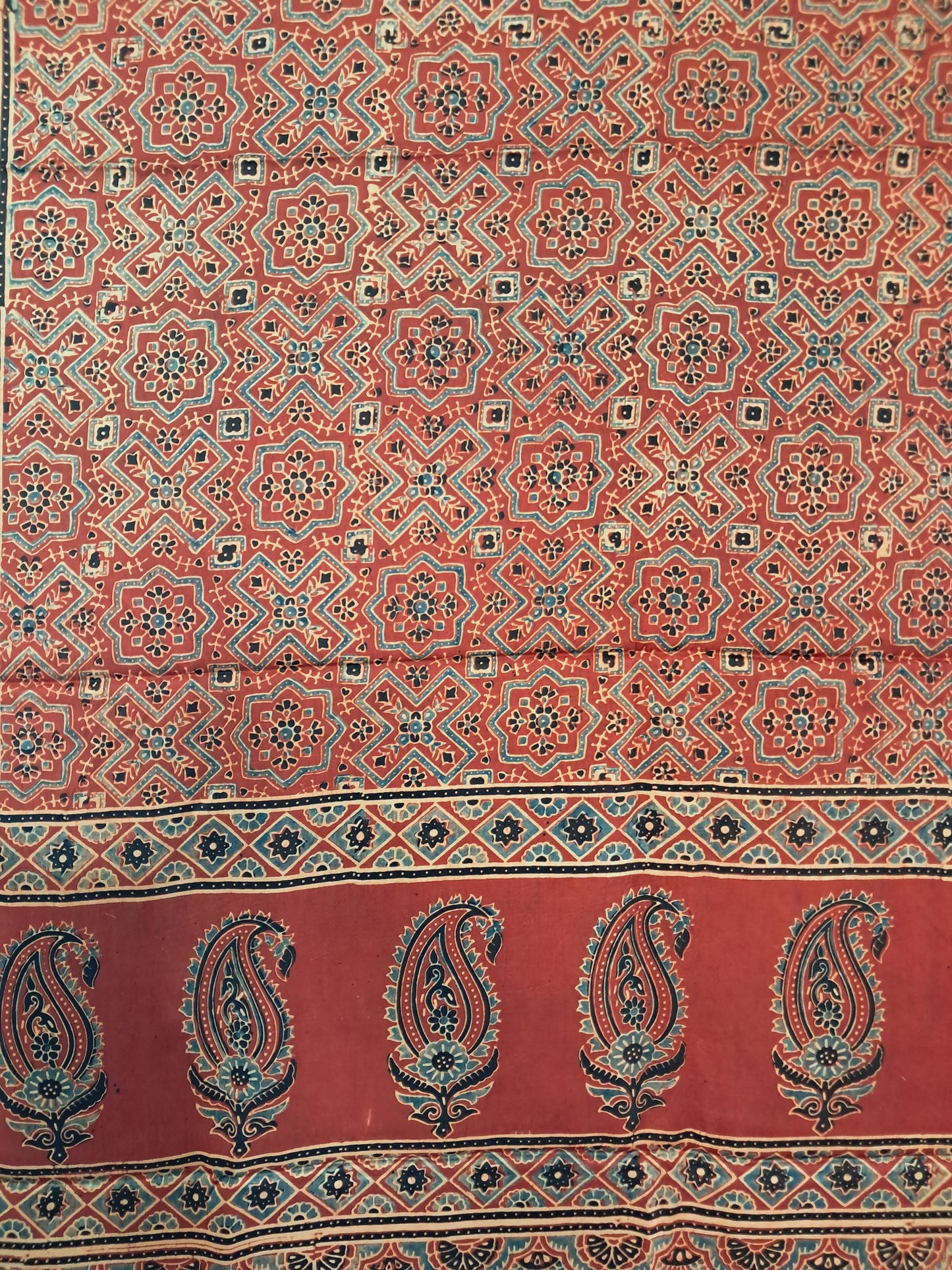 L4-P07: Red Geometrical Viscous Dupatta (Modal Silk)