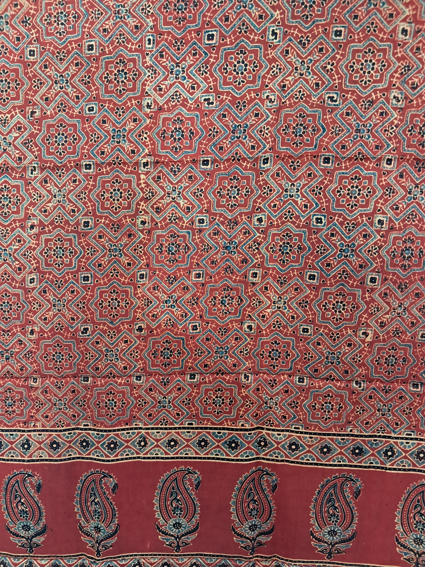 L4-P07: Red Geometrical Viscous Dupatta (Modal Silk)