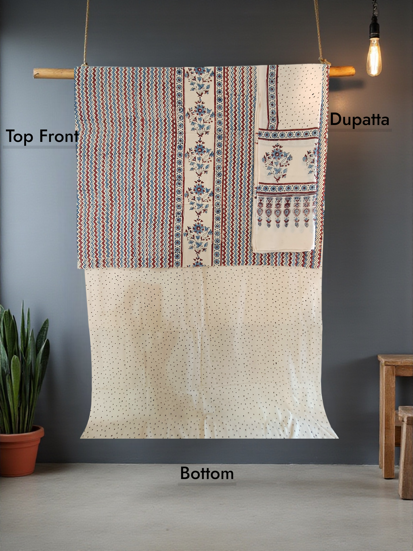 L4-P05: Cream Small Dots Cotton Suit