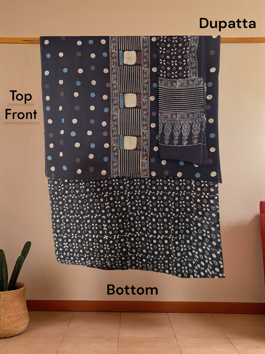 L4-P04: Black Circle and Square Cotton Suit