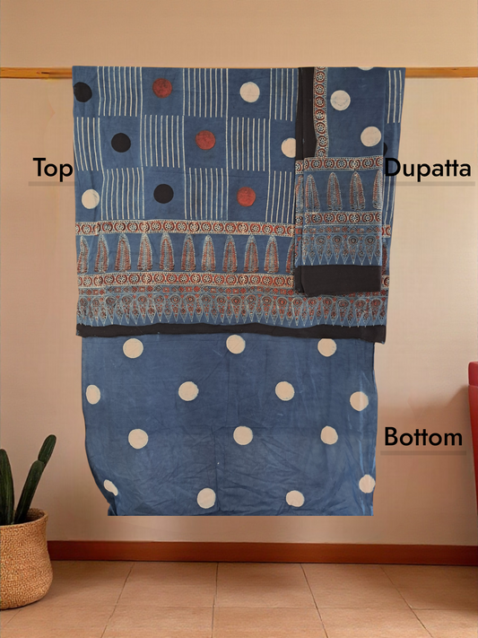 L4-P01: Indigo Circle Cotton Suit