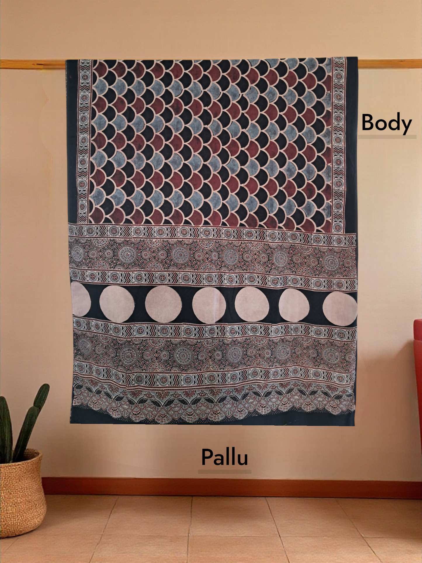 L4-P18: Black Half Circle Cotton Saree