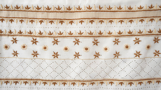 L7-P10: White Cotton Silk Saree with Beige Chikankari