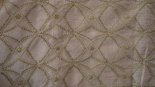 L7-P03: Brown Dupatta with Green Chikankari