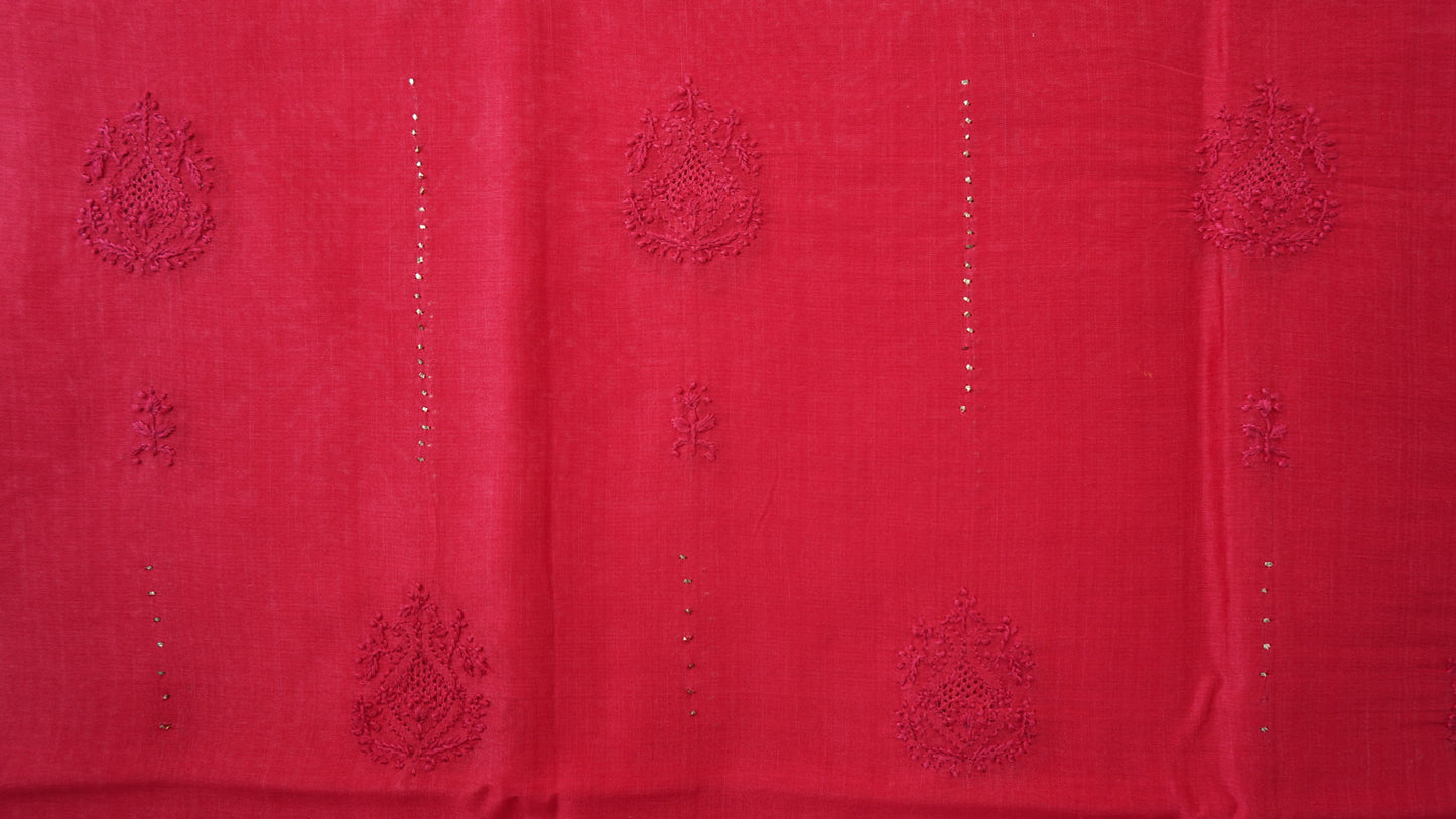 L7-P05: Deep Red Cotton Silk Dupatta