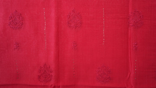 L7-P05: Deep Red Cotton Silk Dupatta