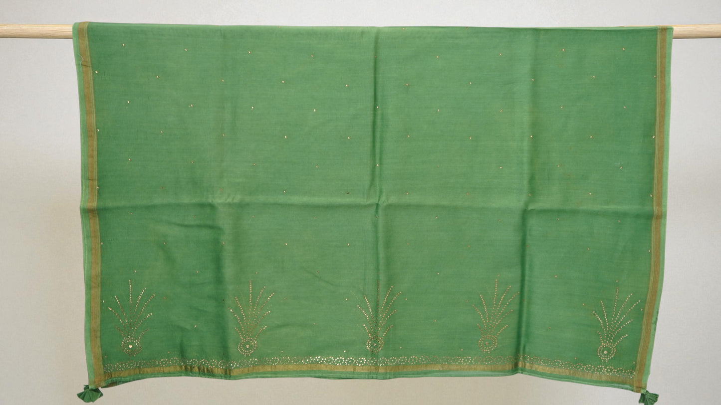 L7-P06: Parrot Green Cotton Silk Dupatta