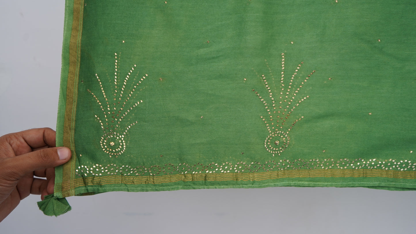 L7-P06: Parrot Green Cotton Silk Dupatta