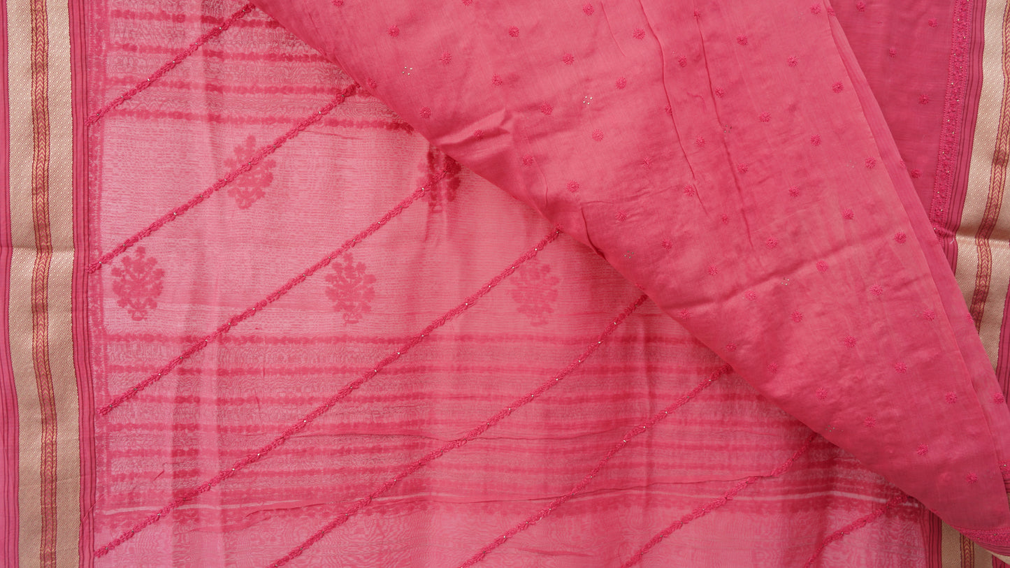 L7-P07: Onion Pink Cotton Silk Saree