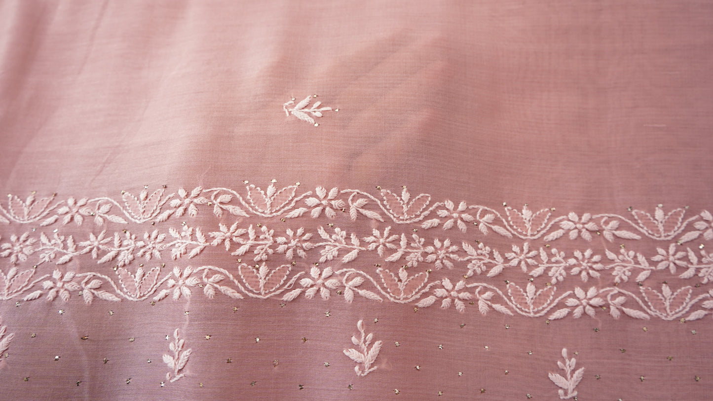 L7-P08: Beige Pink Cotton Silk Saree