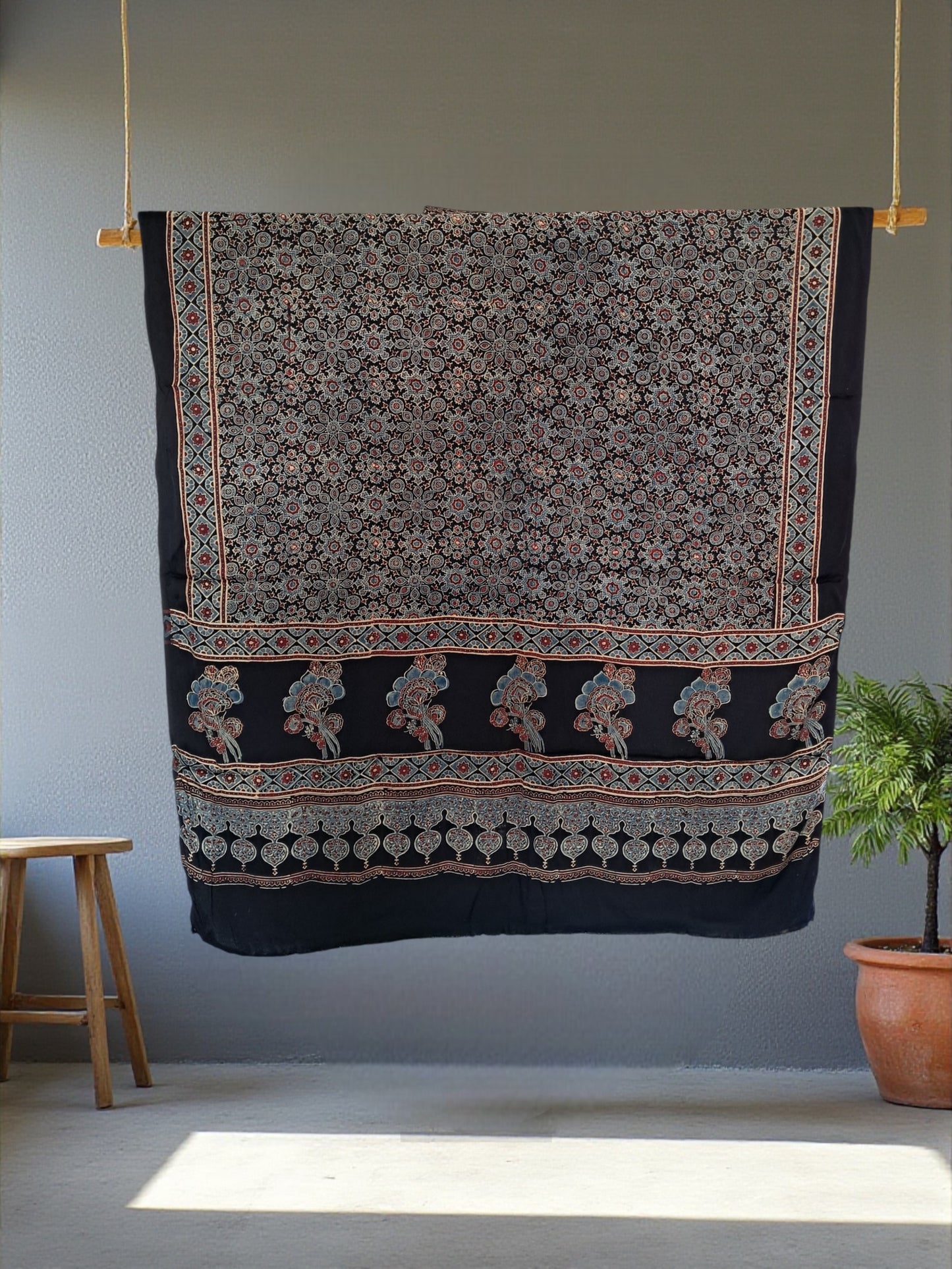 L4-P08: Black Viscous Dupatta (Modal Silk)