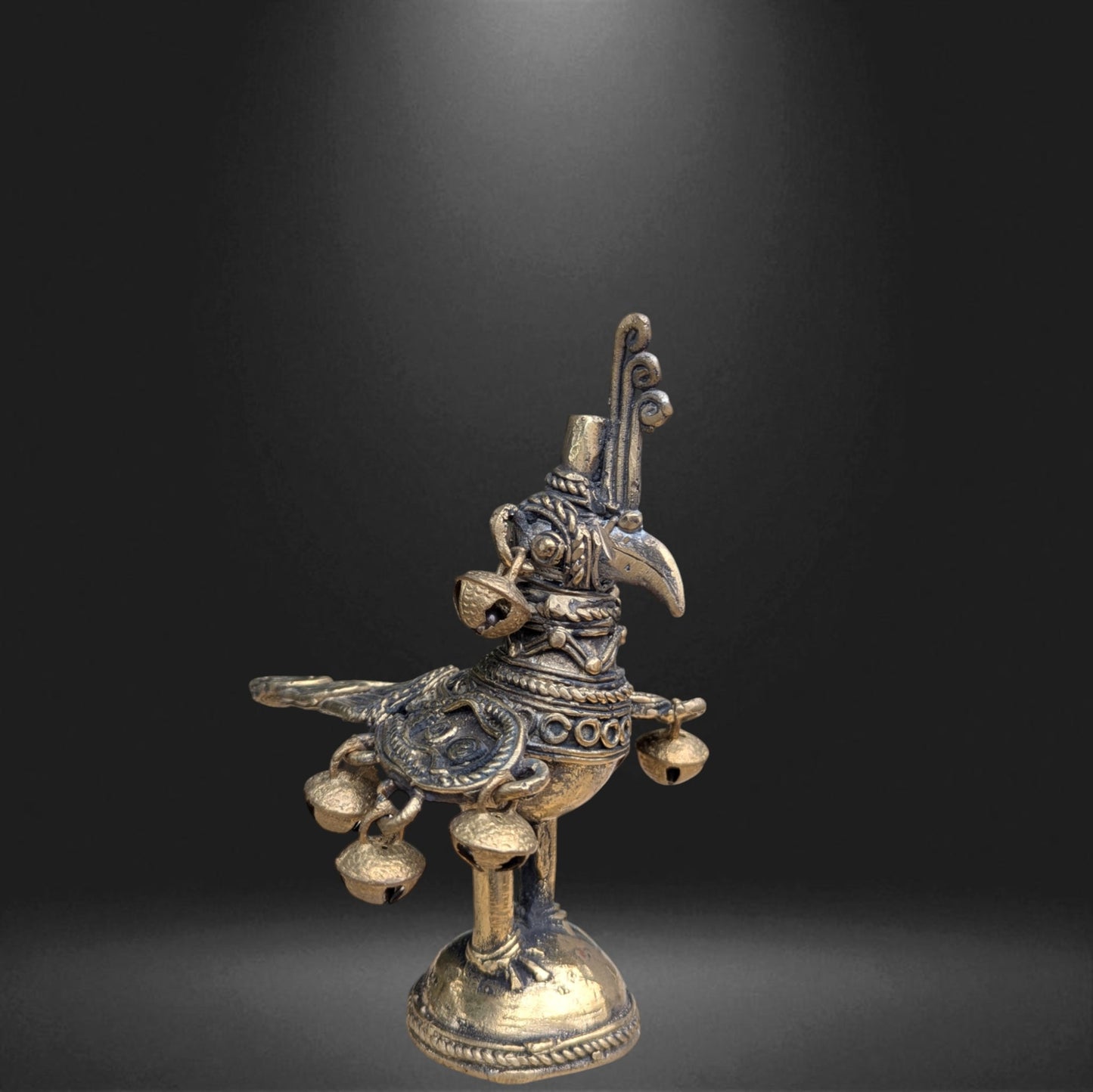 L3-P03-V1: Bell-Clad Peacock Diya