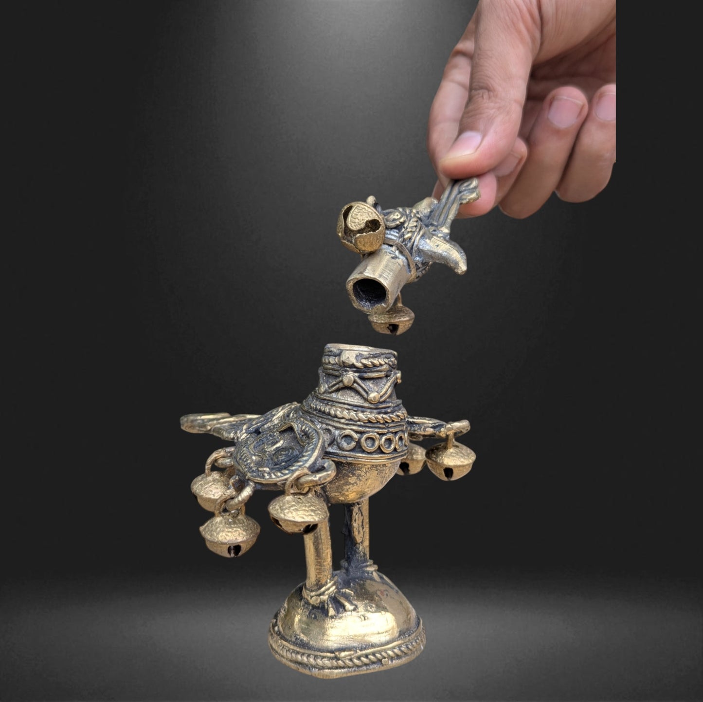 L3-P03-V1: Bell-Clad Peacock Diya