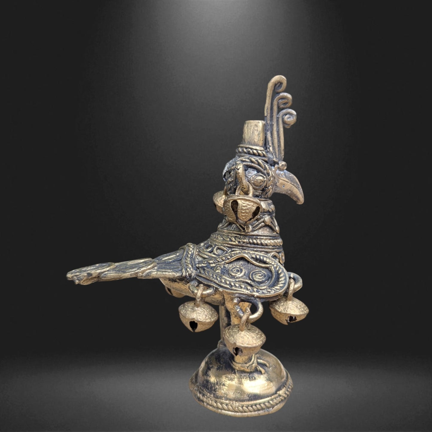 L3-P03-V1: Bell-Clad Peacock Diya